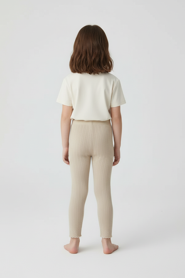 Pantalon Beige Côtelé Fille, Confortable, Bas Volanté - Maille - vue 2