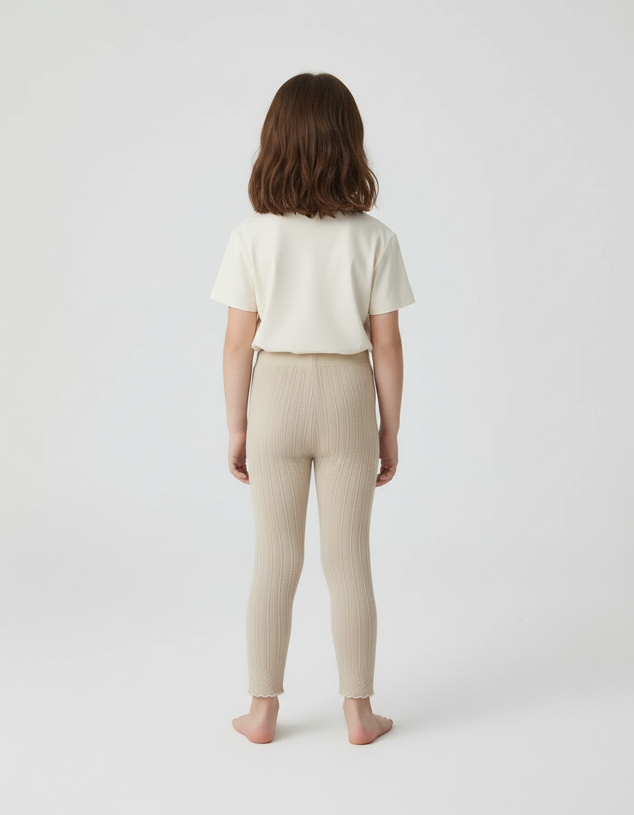 Pantalon Beige Côtelé Fille, Confortable, Bas Volanté - Maille - vue 2