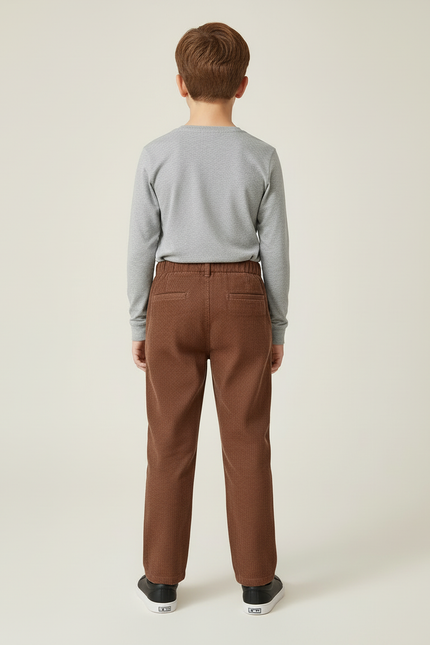Pantalon Beige Côtelé Droit Garçon Décontracté - Marron Cordé - vue 2