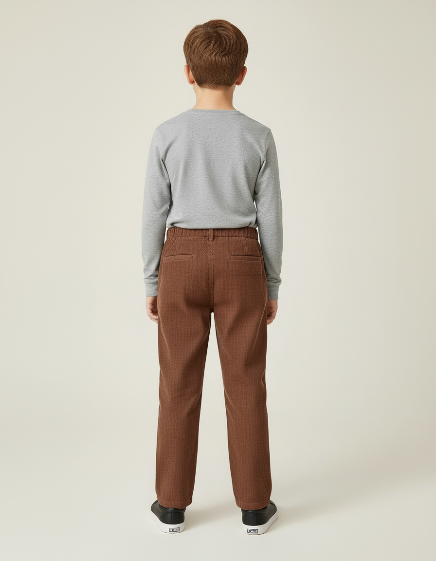 Pantalon Beige Côtelé Droit Garçon Décontracté - Marron Cordé - vue 2