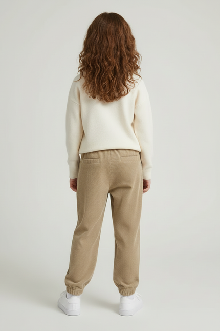 Pantalon Beige Côtelé Ample Doux Enfant - Cordé - vue 2