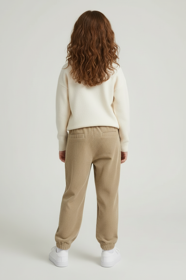 Pantalon Beige Côtelé Ample Doux Enfant - Cordé - vue 2