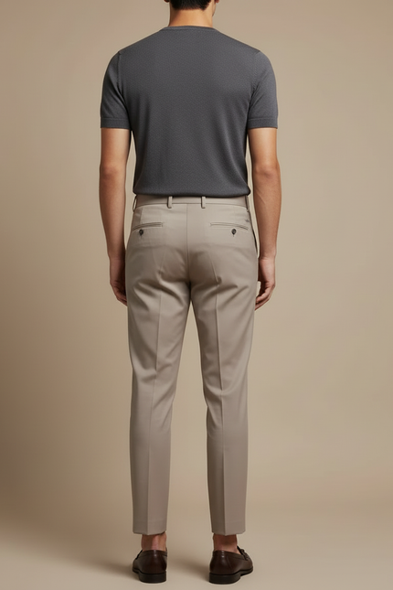 Pantalon Beige Homme Slim Élégant Business Décontracté - Gabardine - vue 2