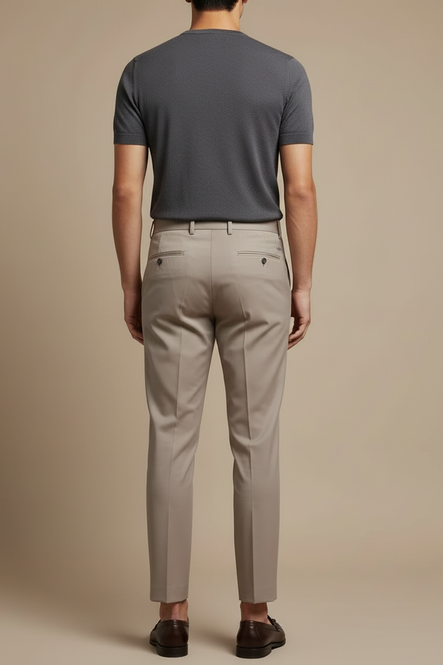 Pantalon Beige Homme Slim Élégant Business Décontracté - Gabardine - vue 2