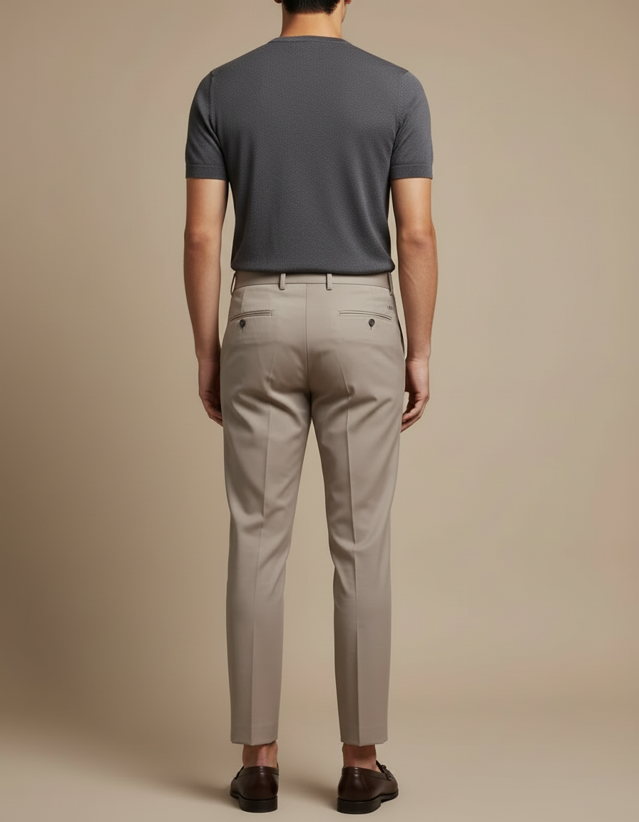 Pantalon Beige Homme Slim Élégant Business Décontracté - Gabardine - vue 2