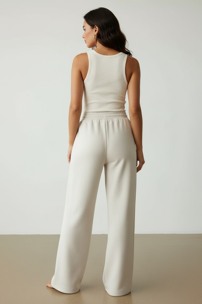 Pantalon Beige Molletonné Ample Décontracté Confortable - vue 2