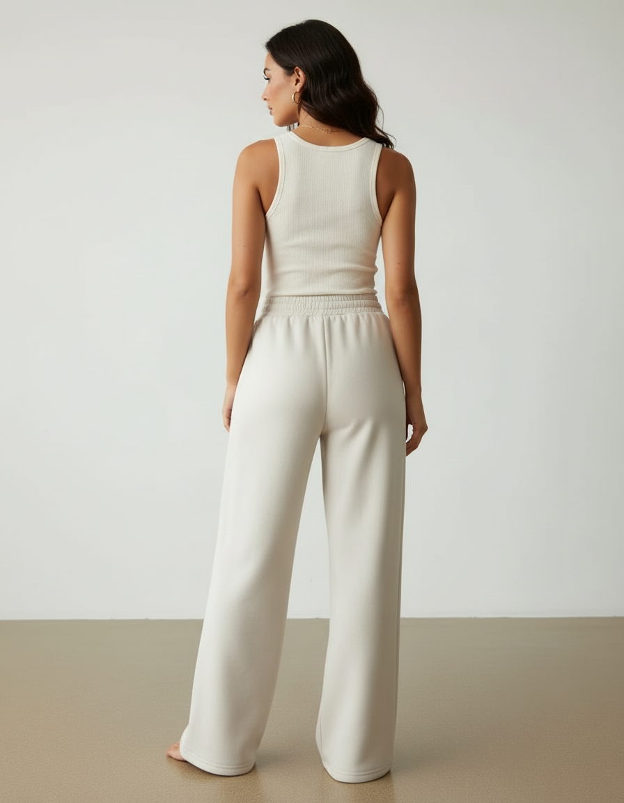 Pantalon Beige Molletonné Ample Décontracté Confortable - vue 2