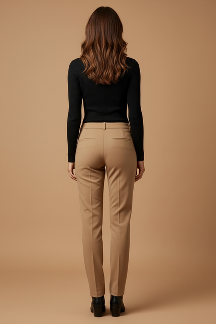 Pantalon De Tailleur Beige - Gabardine - vue 2