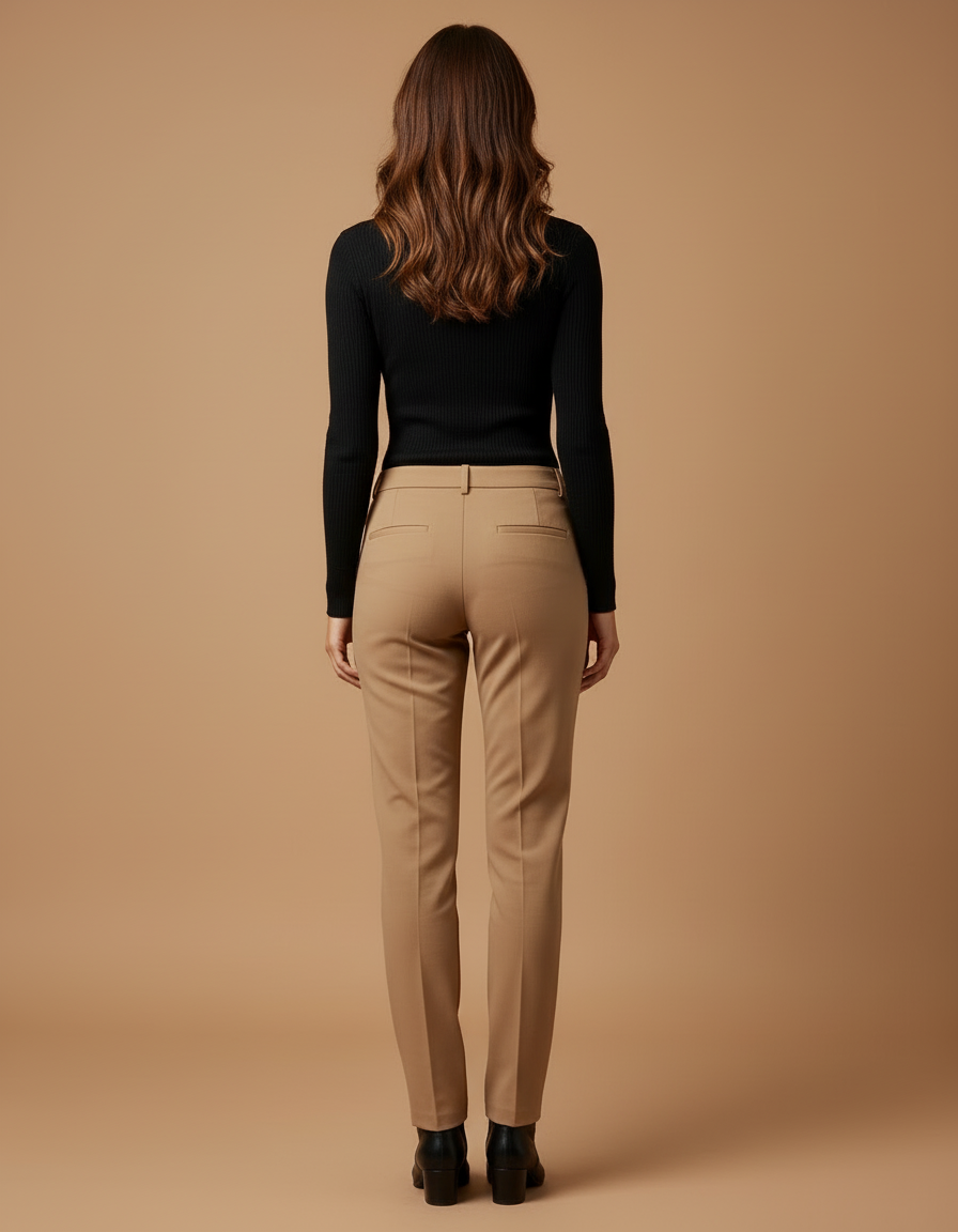 Pantalon De Tailleur Beige - Gabardine - vue 2