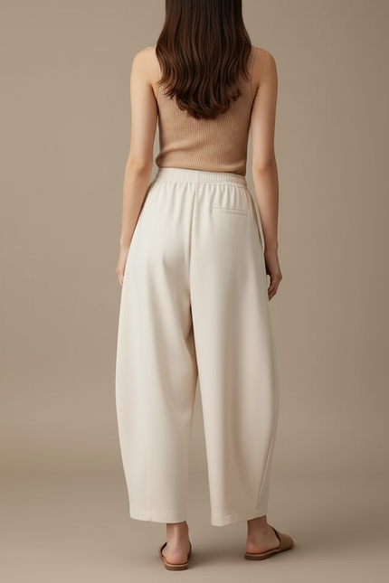 Pantalon Beige Ample Fluide Décontracté Femme - Maille - vue 2