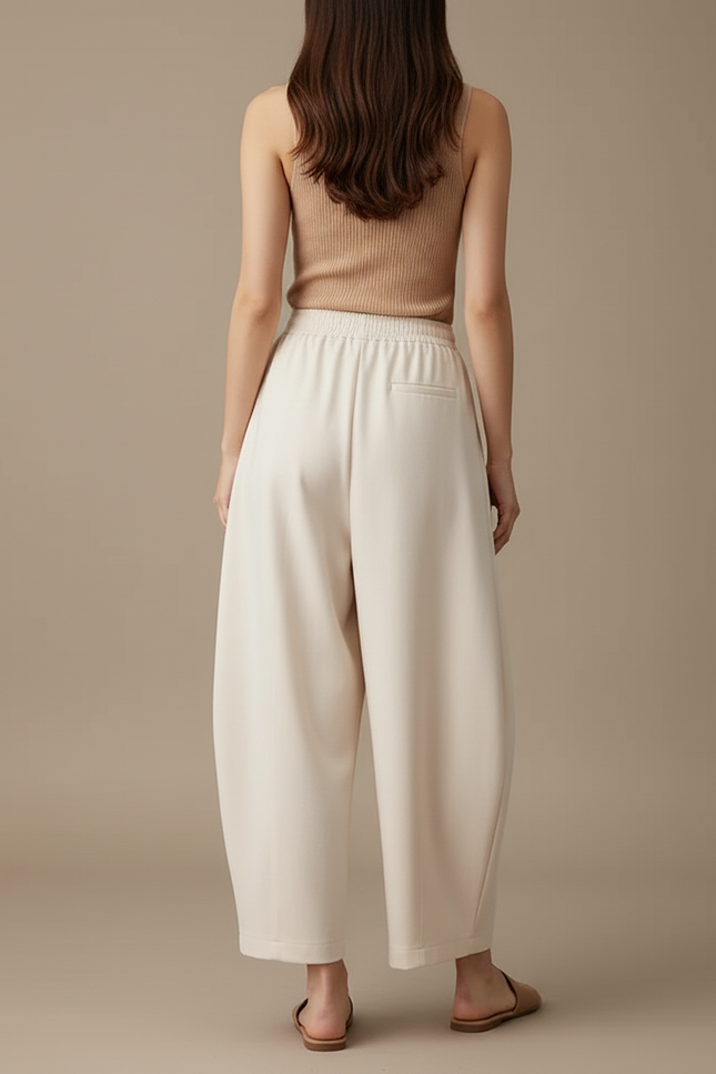 Pantalon Beige Ample Fluide Décontracté Femme - Maille - vue 2