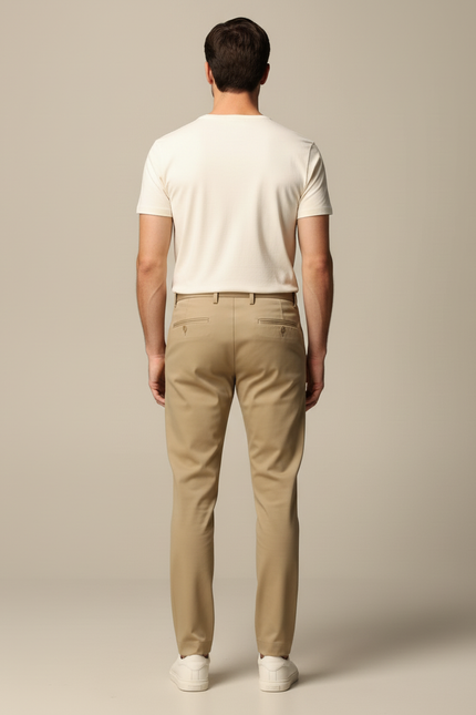 Pantalon Slim Beige - Gabardine - vue 2