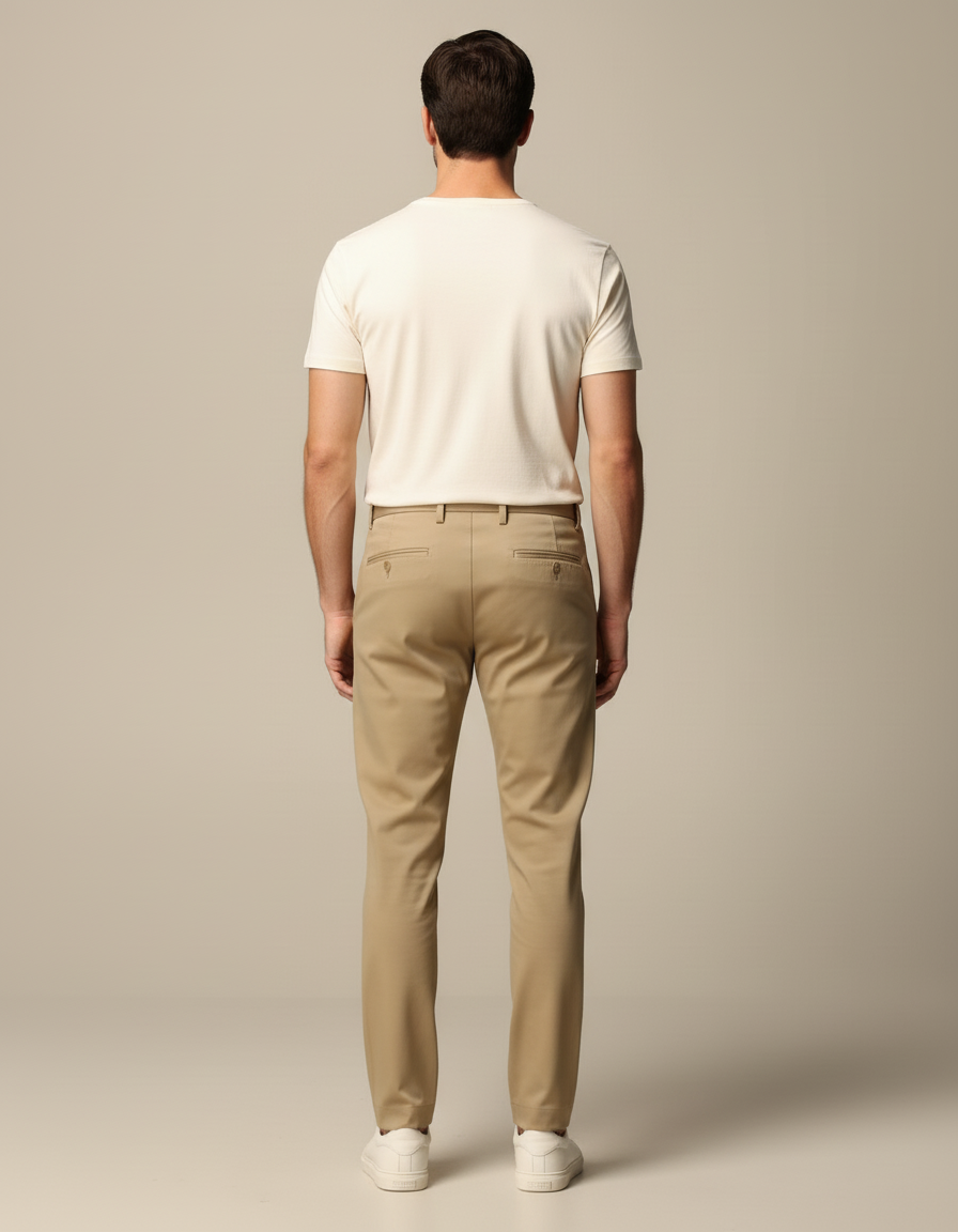 Pantalon Slim Beige - Gabardine - vue 2