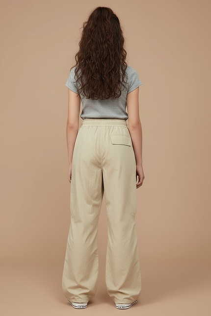 Pantalon Beige Cargo Ample Cordon Décontracté Enfant - Polyester - vue 2