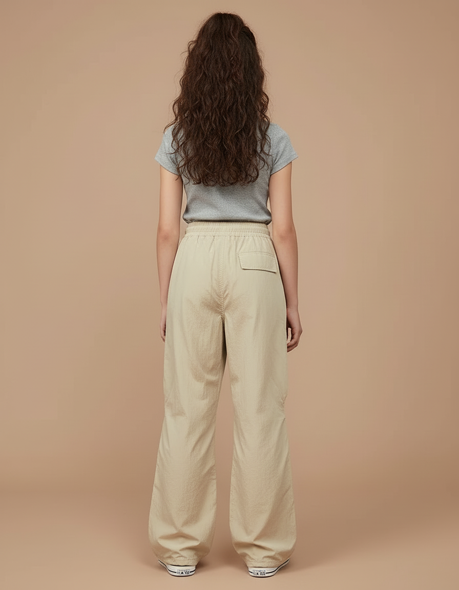 Pantalon Beige Cargo Ample Cordon Décontracté Enfant - Polyester - vue 2