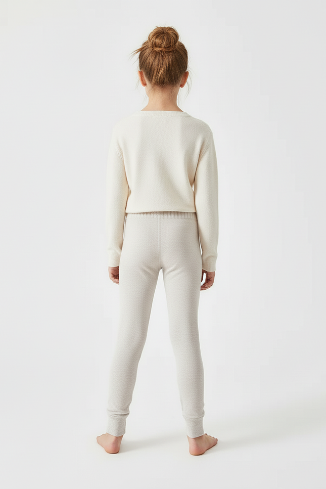 Pantalon Beige Tricoté Confortable Enfant Doux Ajusté - Maille - vue 2