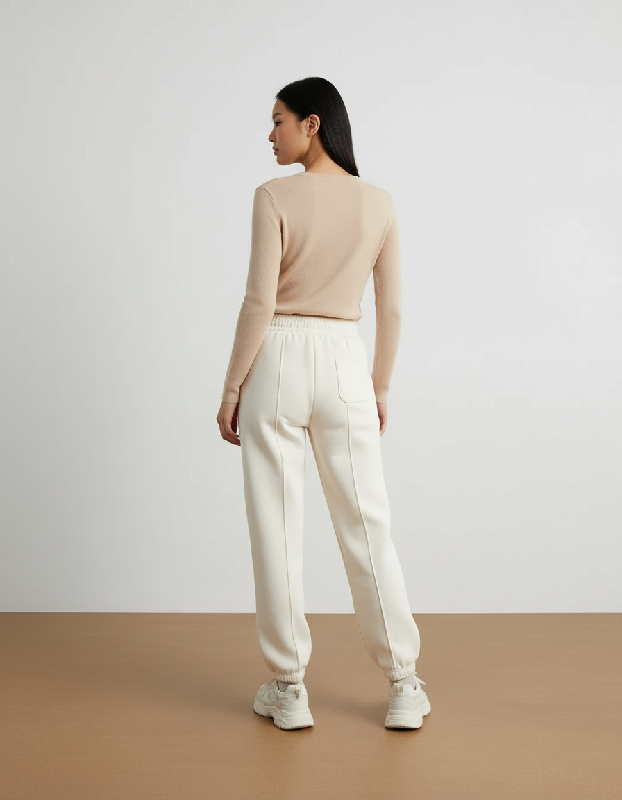 Pantalon Beige Molletonné Ample Confortable Cordon Femme - vue 2