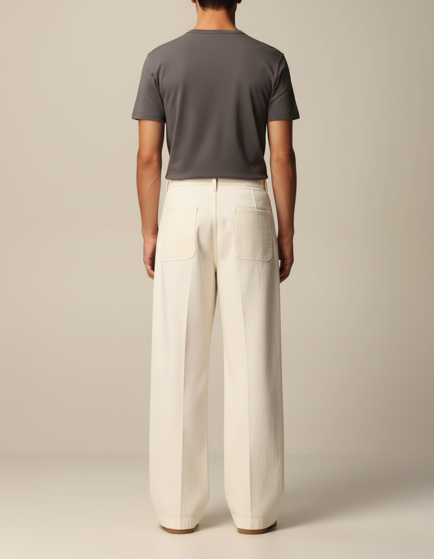 Pantalon Beige Droit Ample Décontracté Homme Coton - vue 2