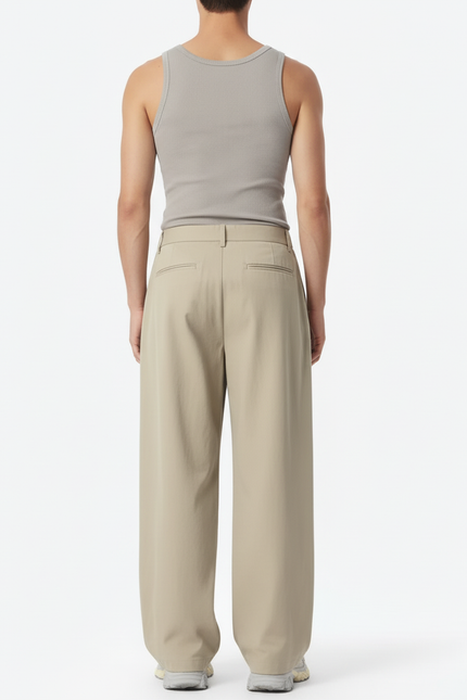 Pantalon Beige Ample Décontracté Homme Coton - Gabardine - vue 2