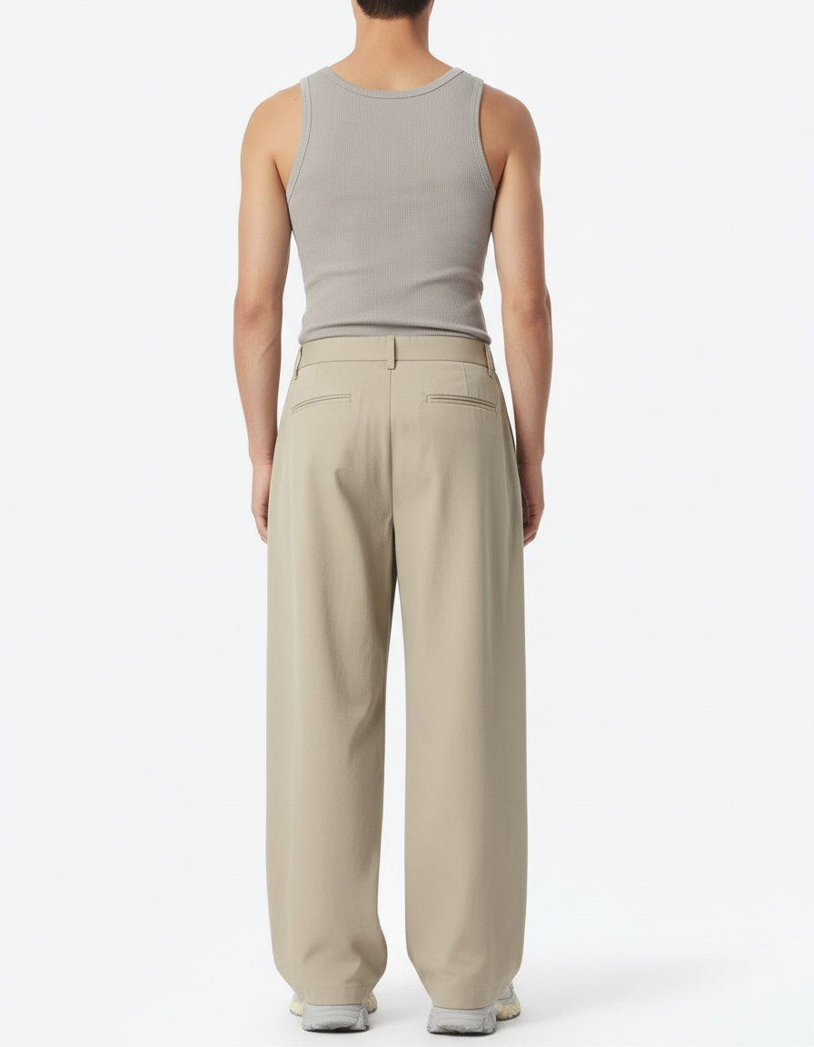 Pantalon Beige Ample Décontracté Homme Coton - Gabardine - vue 2
