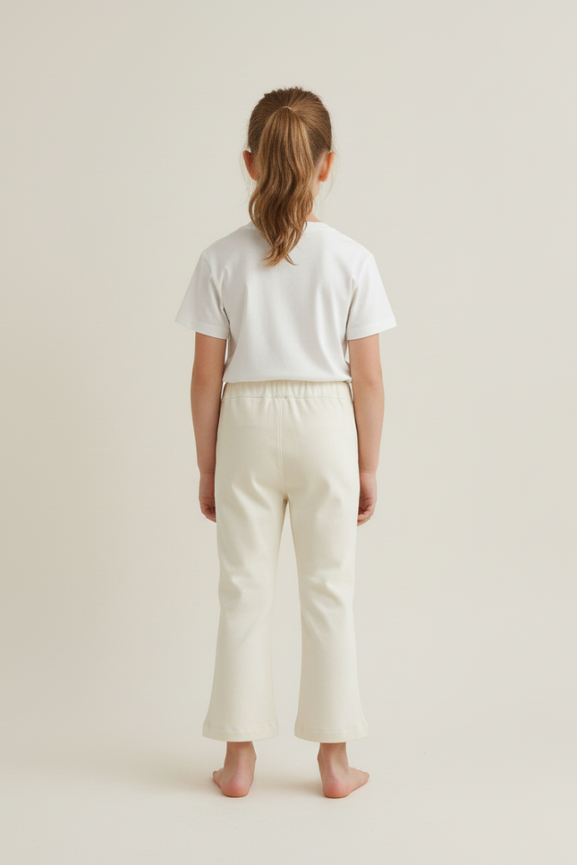 Pantalon Beige Fille Évasé Nœuds Mignons Coton - vue 2
