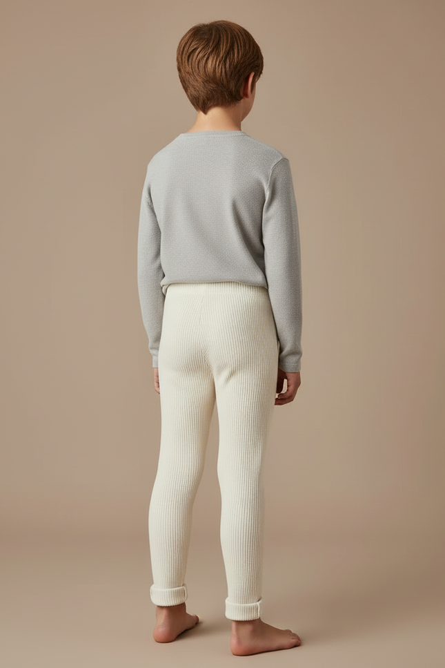 Pantalon Beige Côtelé Coton Élastique Enfant - Maille - vue 2