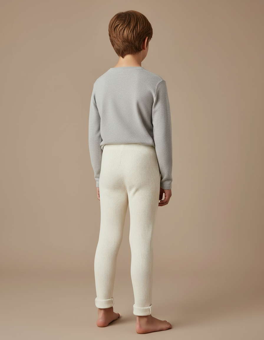 Pantalon Beige Côtelé Coton Élastique Enfant - Maille - vue 2