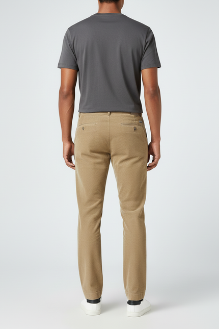 Pantalon Beige Côtelé Droit Classique Confortable Homme - Camel Cordé - vue 2