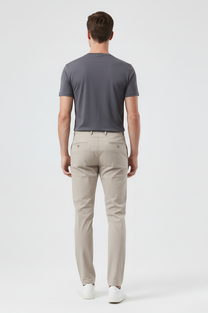 Pantalon Beige Homme Slim Extensible Décontracté Chino - Coton - vue 2