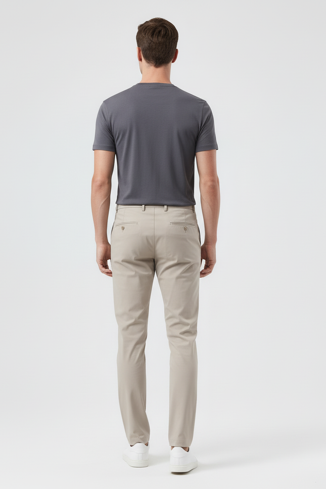 Pantalon Beige Homme Slim Extensible Décontracté Chino - Coton - vue 2