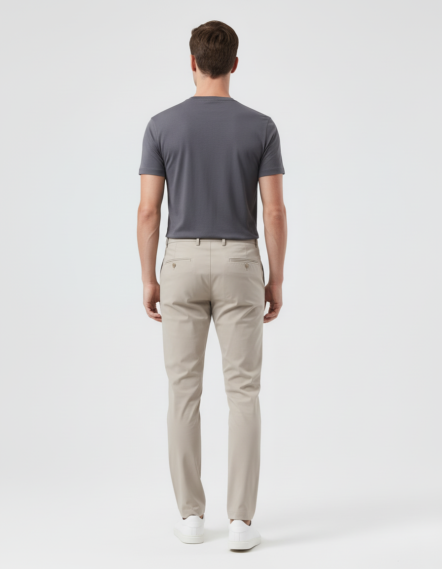 Pantalon Beige Homme Slim Extensible Décontracté Chino - Coton - vue 2