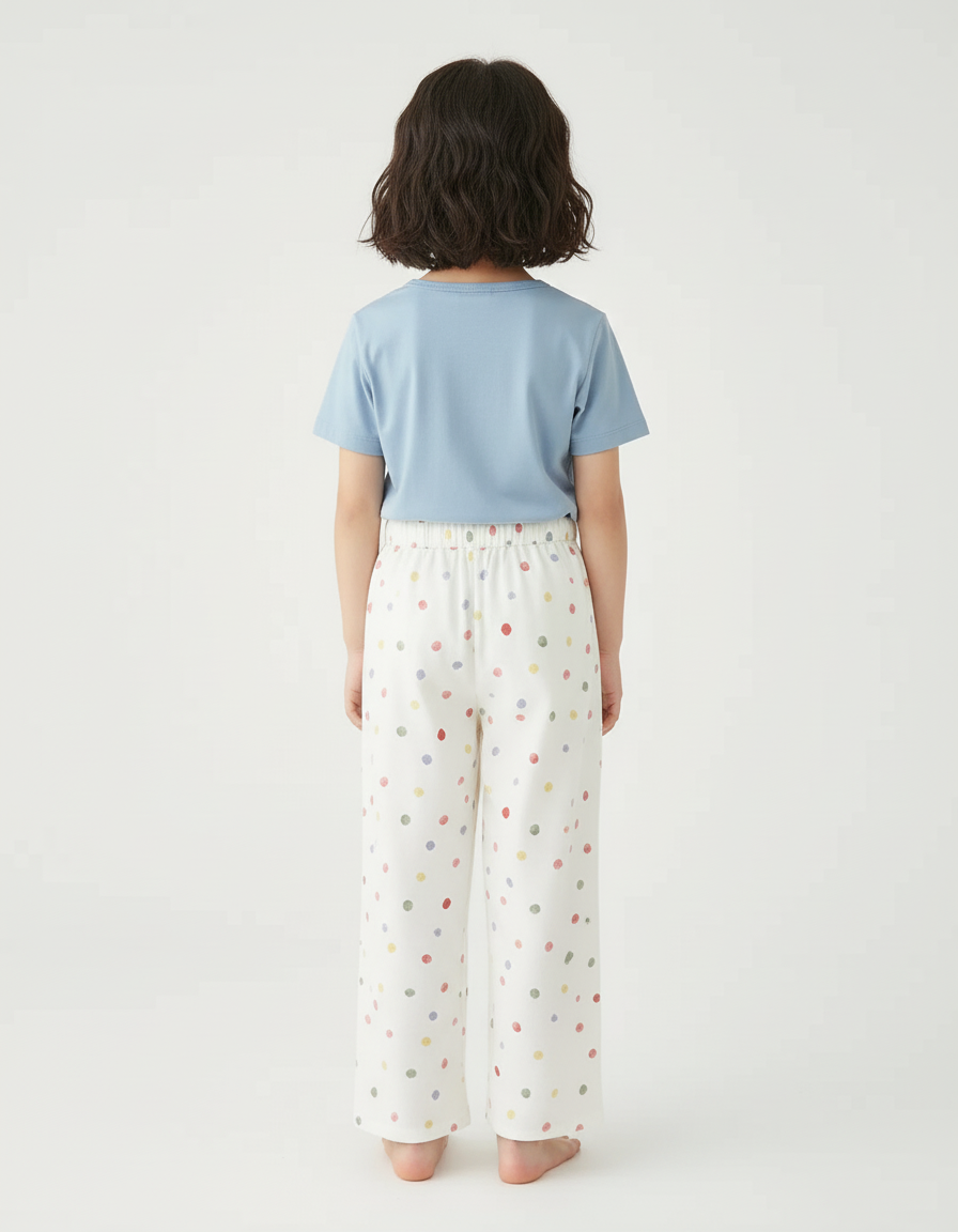 Pantalon Beige À Pois Colorés Enfant Ample Coton - vue 2