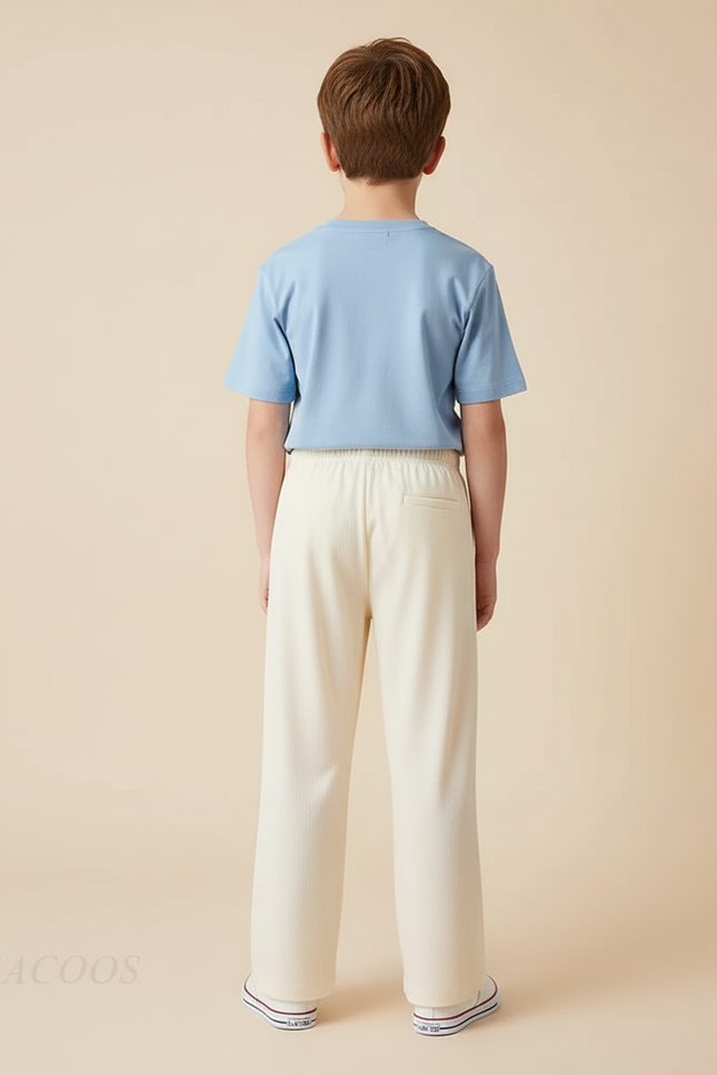 Pantalon Beige Ample Décontracté Élastique Enfant - Maille - vue 2