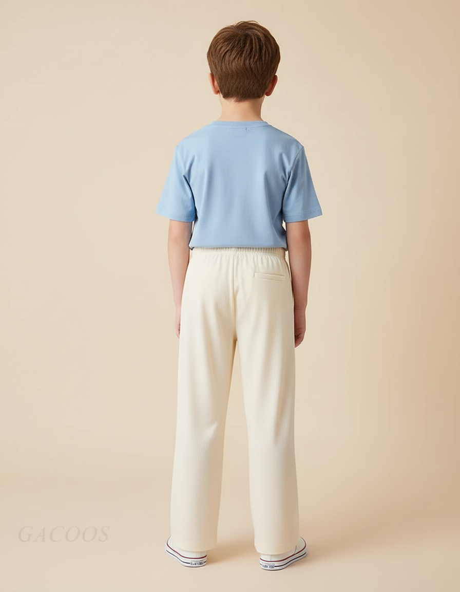 Pantalon Beige Ample Décontracté Élastique Enfant - Maille - vue 2