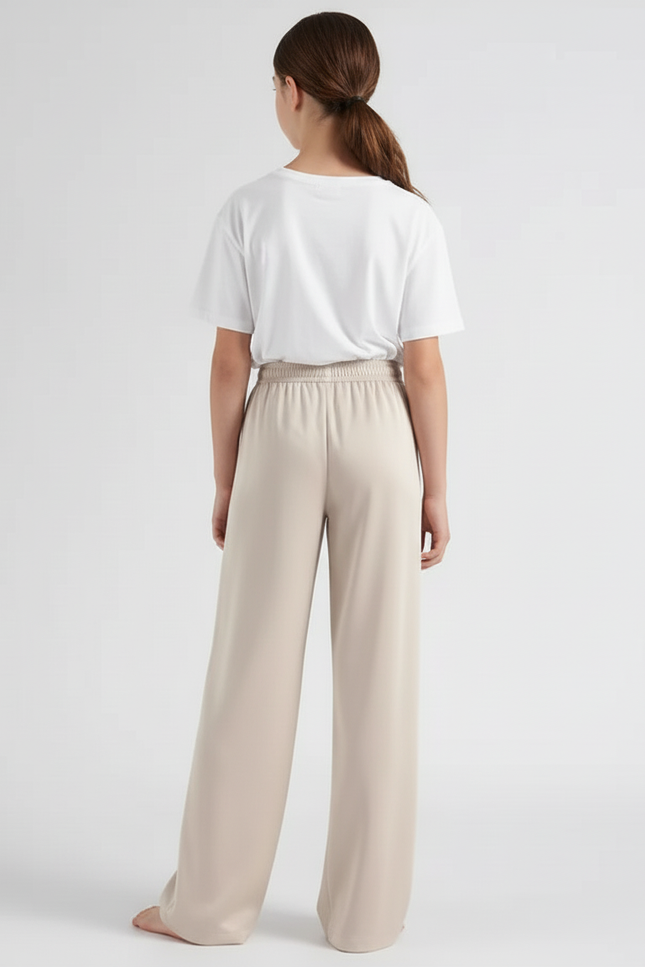 Pantalon Beige Fluide Ample Satiné Fille - vue 2