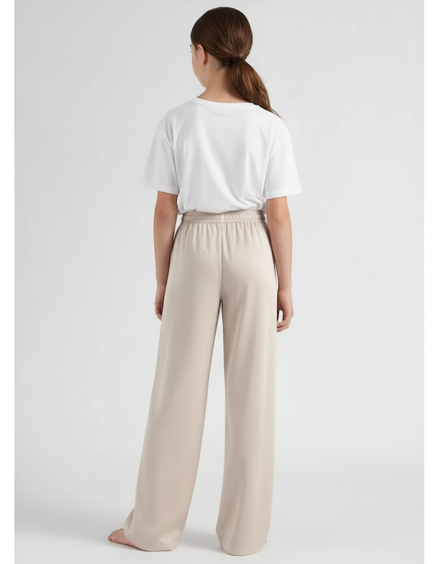 Pantalon Beige Fluide Ample Satiné Fille - vue 2
