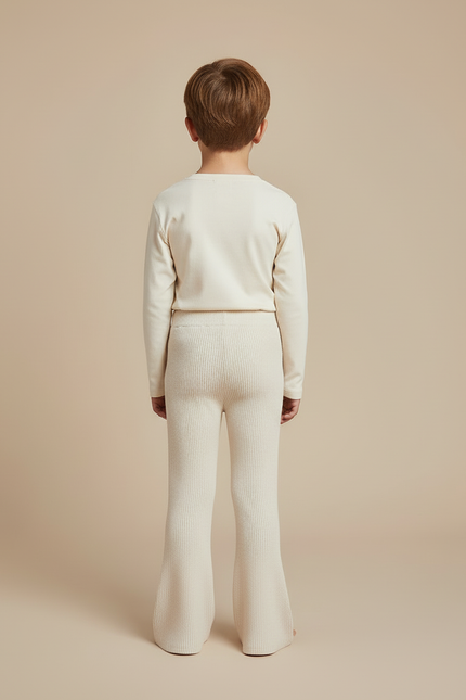 Pantalon Beige Côtelé Évasé Tricoté Enfant - Maille - vue 2