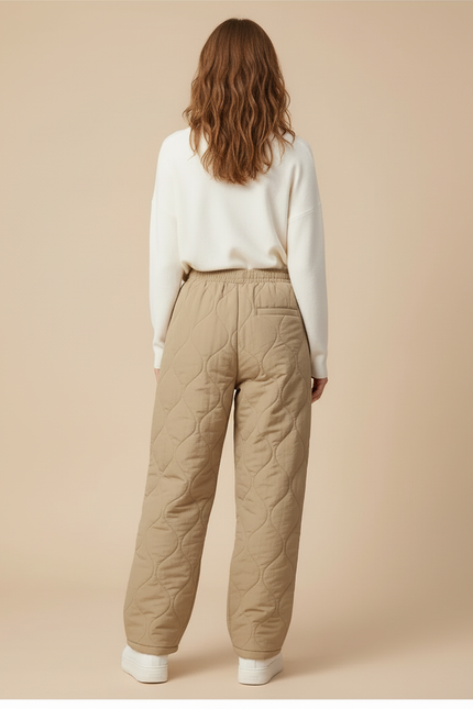 Pantalon Beige Matelassé Ample Décontracté Hiver Femme - Polyester - vue 2