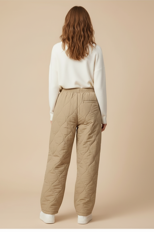 Pantalon Beige Matelassé Ample Décontracté Hiver Femme - Polyester - vue 2