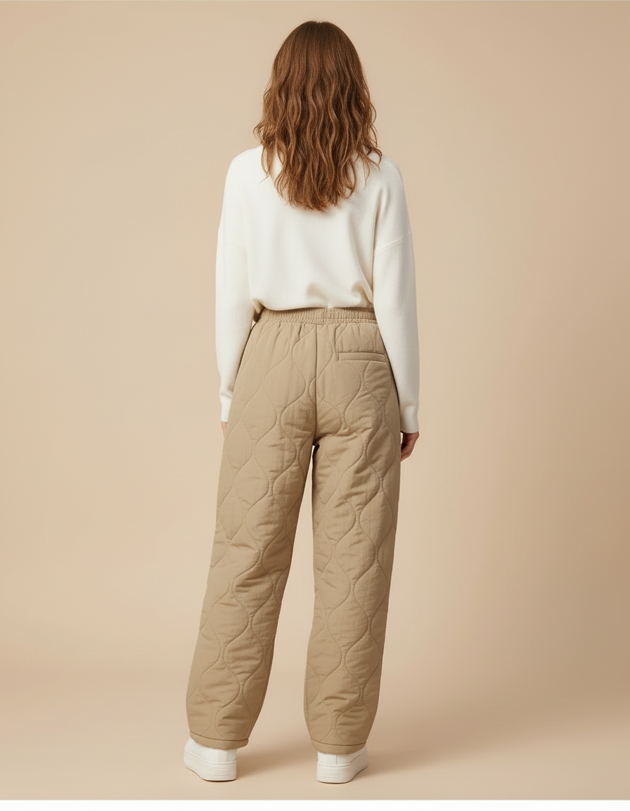 Pantalon Beige Matelassé Ample Décontracté Hiver Femme - Polyester - vue 2