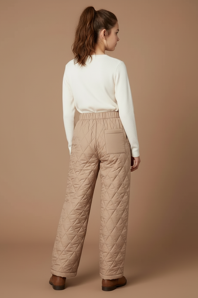 Pantalon Beige Matelassé Ample Hiver Confortable Enfant - Polyester - vue 2