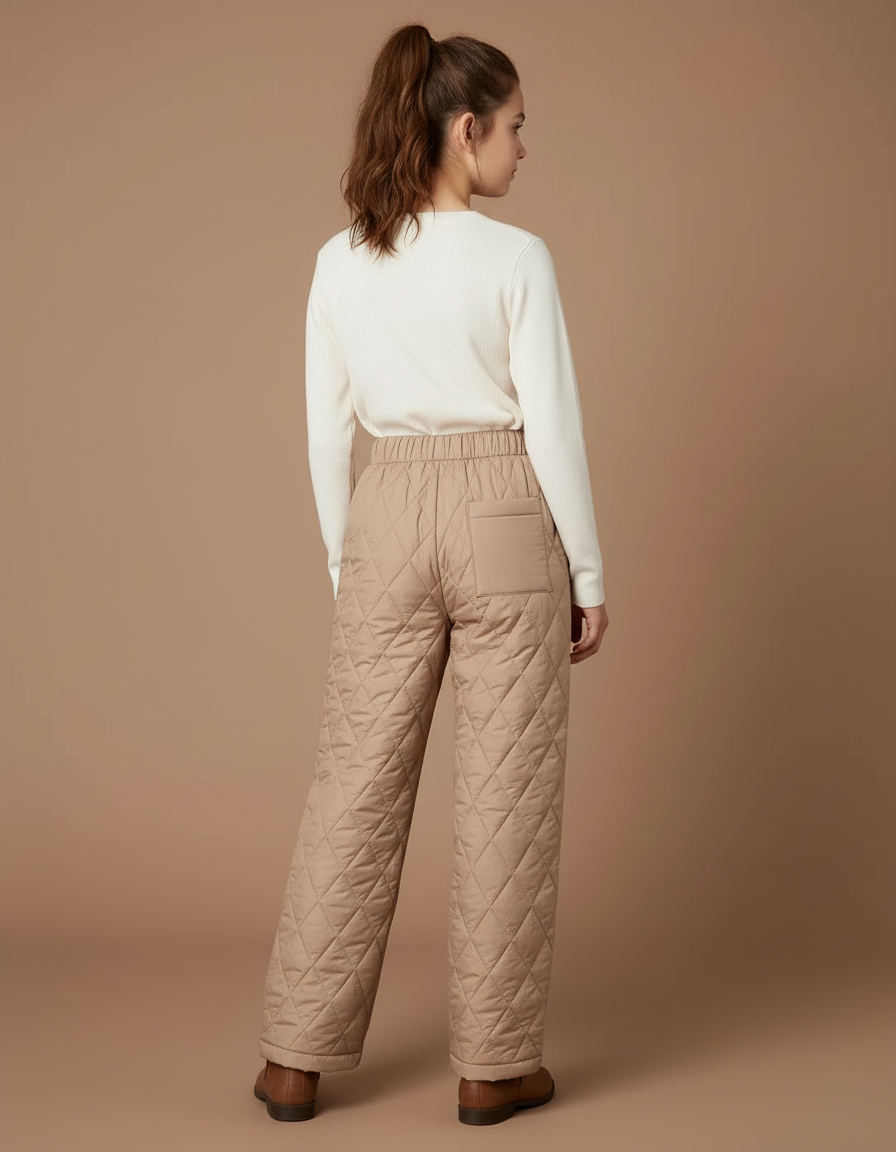 Pantalon Beige Matelassé Ample Hiver Confortable Enfant - Polyester - vue 2
