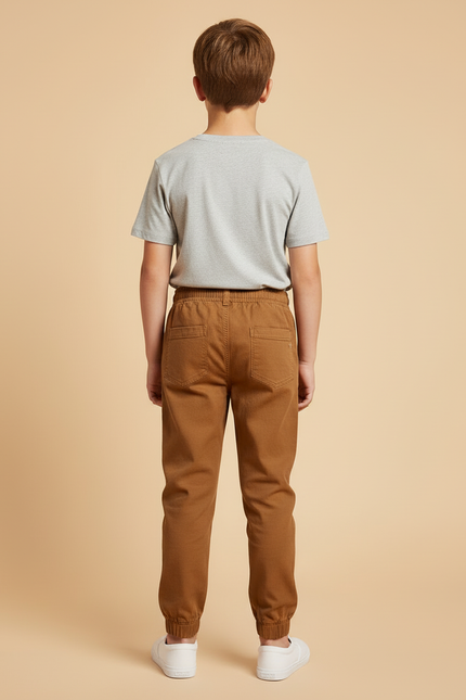 Pantalon Beige Coton Jogger Décontracté Enfant - Marron - vue 2
