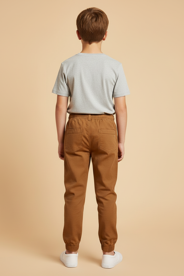 Pantalon Beige Coton Jogger Décontracté Enfant - Marron - vue 2