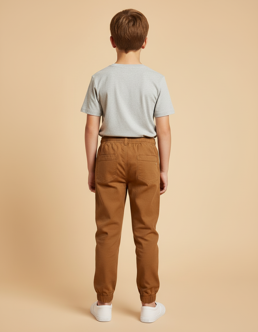 Pantalon Beige Coton Jogger Décontracté Enfant - Marron - vue 2