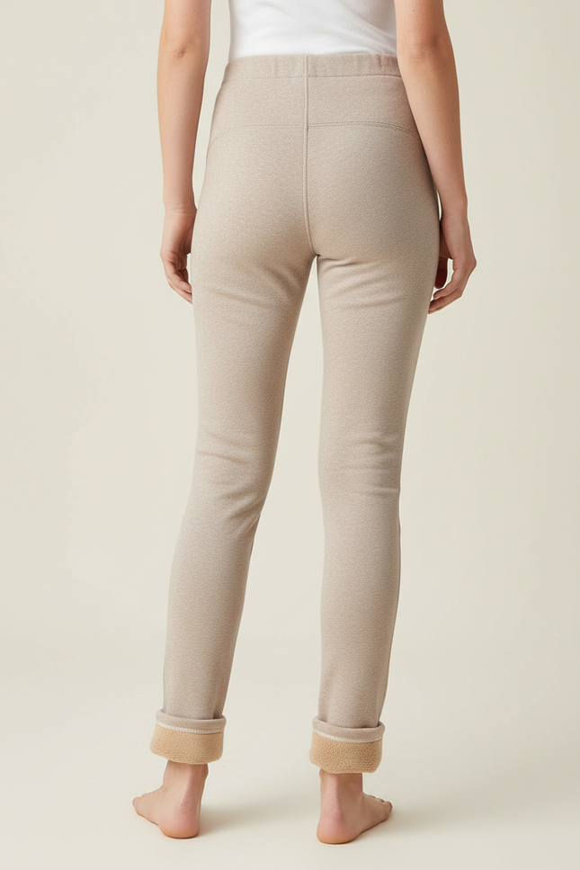 Pantalon Beige Chaud Doublé Polaire Enfant Hiver - Molleton