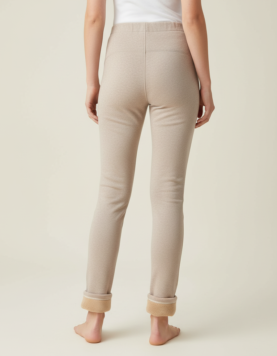 Pantalon Beige Chaud Doublé Polaire Enfant Hiver - Molleton