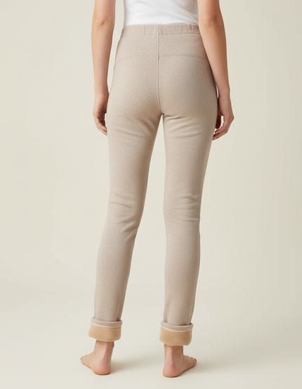 Pantalon Beige Chaud Doublé Polaire Enfant Hiver - Molleton