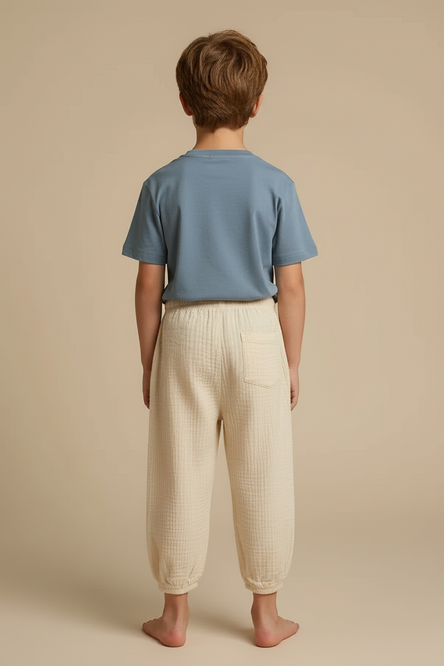Pantalon Beige Gaze Coton Ample Décontracté Enfant - vue 2