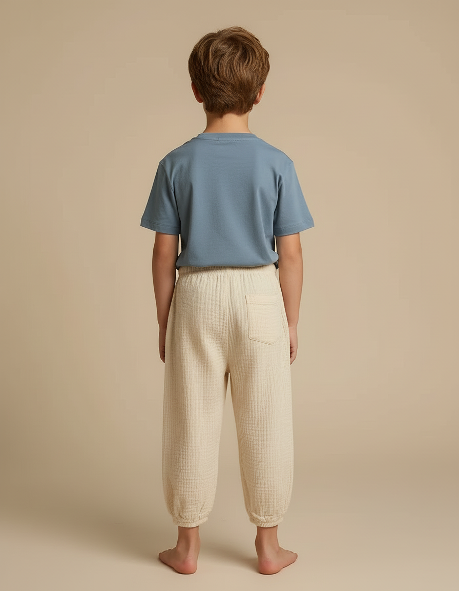 Pantalon Beige Gaze Coton Ample Décontracté Enfant - vue 2